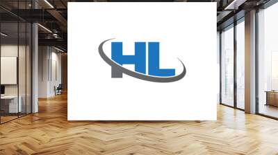 Initial letter HL, overlapping swoosh ring logo, blue gray color Wall mural