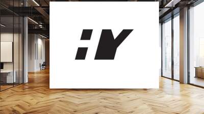 Initial letter HY, negative space logo, simple black color Wall mural