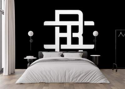 Initial letter I and R, IR, RI, overlapping interlock monogram logo, white color on black background Wall mural