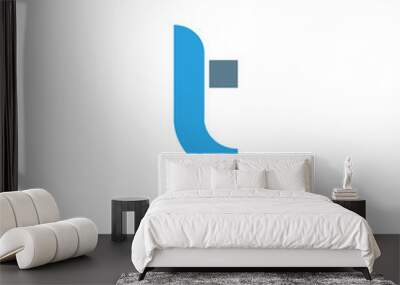 initial letter lt modern linked circle round lowercase logo blue gray Wall mural