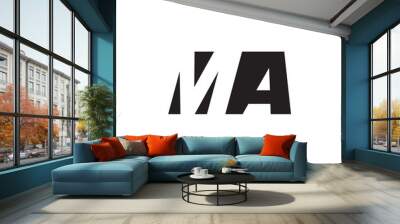 Initial letter MA, negative space logo, simple black color Wall mural