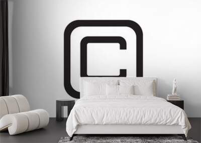 Initial letter O and C, OC, CO, overlapping C inside O, line art logo, black monogram color Wall mural