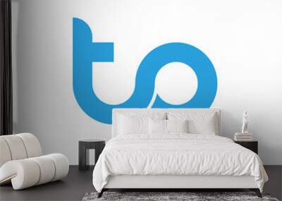 Initial letter tp modern linked circle round lowercase logo blue Wall mural