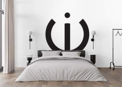 Initial letter wi, iw, i inside w, linked line circle shape logo, monogram black color Wall mural