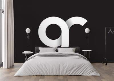 Initial lowercase letter gr, linked circle rounded logo with shadow gradient, white color on black background Wall mural