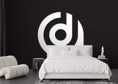 Initial lowercase letter logo ad, da, d inside a, monogram rounded shape, white color on black background

 Wall mural