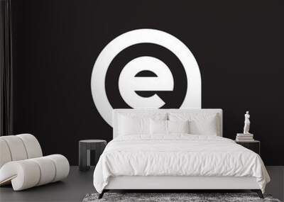 initial lowercase letter logo ae, ea, e inside a, monogram rounded shape, white color on black backg Wall mural