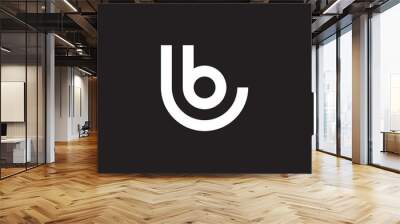 Initial lowercase letter logo lb, bl, b inside l, monogram rounded shape, white color on black background

 Wall mural