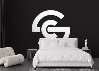 initial lowercase letter logo sc, cs, c inside s, monogram rounded shape, white color on black backg Wall mural