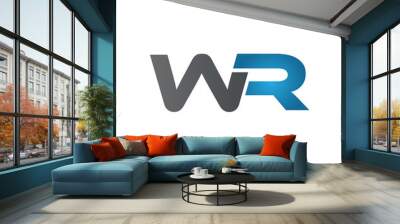 WR company linked letter logo blue Wall mural