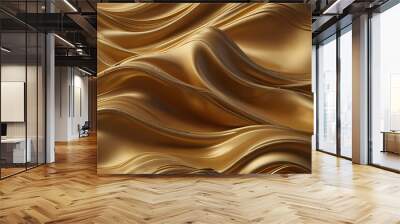 abstract background filled with soft, fluid waves of golden gradients, blending seamlessly from light to deep gold Wall mural