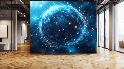 Abstract Globe with Connected Lines and Lights Wall mural