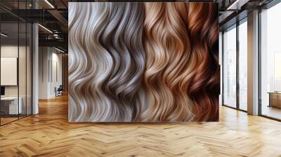 Blonde, Light Brown and Copper Hair Color Swatch Wall mural