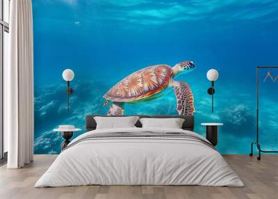 Sea Turtle Swimming in the Ocean Wall mural