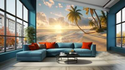 Tropical Sunset on a Pristine Beach Wall mural