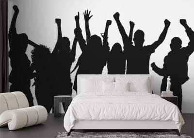 crowd of people party silhouettes Wall mural