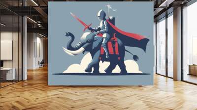 Ottoman Knight Riding Elephant Flat Design Wall mural