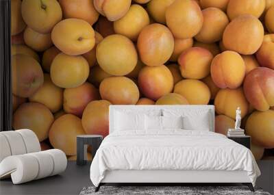 Fresh Ripe apricot fruit, full frame background, top view Wall mural