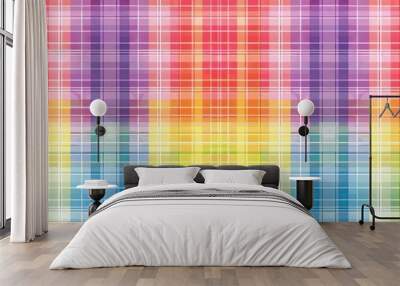 Abstract Rainbow Plaid Pattern Wall mural