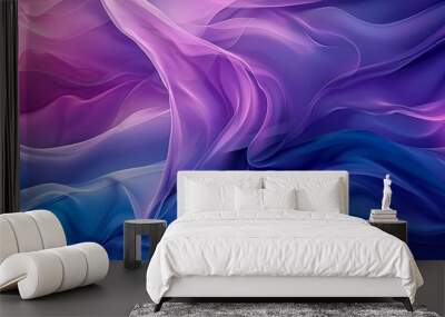 Abstract Wavy Pattern in Shades of Purple and Blue Wall mural