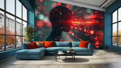 AI Robot Conductor. Futuristic technology concept Wall mural