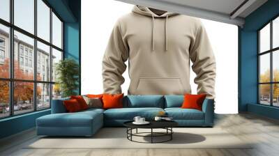 Beige Hooded Sweatshirt with a Kangaroo Pocket Wall mural