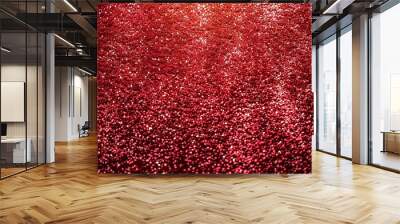 Close-up of Red Glitter with Light Reflection Wall mural