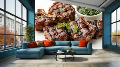 Grilled Lamb Chops with Mint and Green Sauce Wall mural