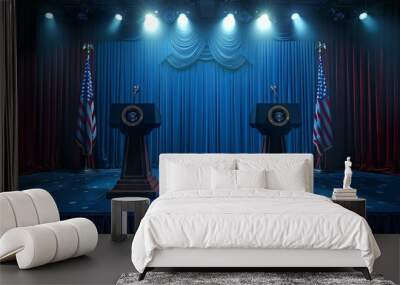 USA Presidential Debate Stage. Political Leadership concept Wall mural