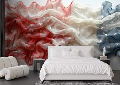 Wavy American Flag Fabric with White Stars Wall mural