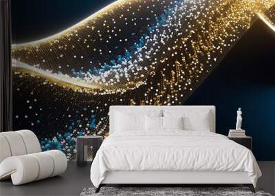 abstract background with golden dots waves Wall mural