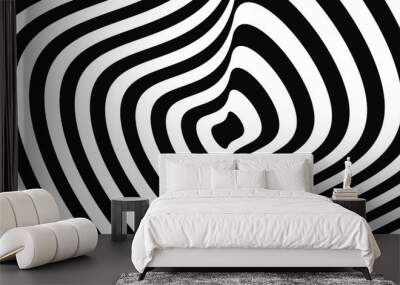 Abstract optical art background. Black and white wave stripes isolated. Vector illustration Wall mural