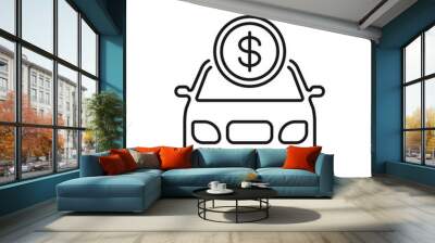 Car insurance. Vehicle price icon line style isolated on white background. Vector illustration Wall mural