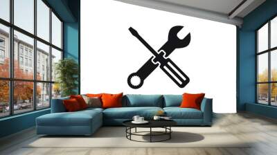 Screwdriver and wrench icon design. Maintenance symbol isolated on white background. Vector illustration Wall mural