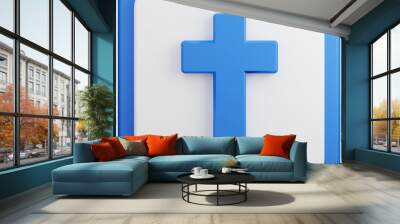 Blue white church sign 3D illustration Wall mural