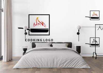 Creative cooking logo with modern concept| cooking flame| premium vector Wall mural