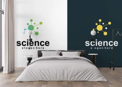 Creative molecule science logo design with modern concept| premium vector Wall mural