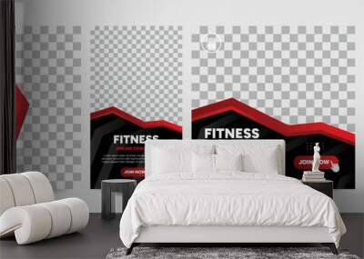 Fitness gym bodybuilding online coaching, social media feed post and story banner design template. For instructor, trainer and promotion online coaching. Wall mural