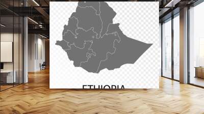 Transparent - High Detailed Grey Map of Ethiopia. Vector Eps 10. Wall mural