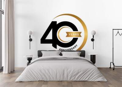 Illustration vector graphic of 40 years, Forty years celebrating anniversary logo design template Wall mural