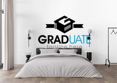 Illustration vector graphic of congratulations graduation concept logo design template-01 Wall mural