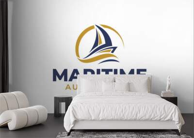 Illustration vector graphic of ship and boat concept logo design template Wall mural