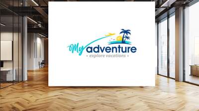 illustration vector graphic of the tour and travel agency logo design template Wall mural