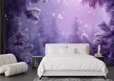 Magical, branding and festive concept - , purple floral nature background, card design, flower tree and snow glitter as winter season sale backdrop for luxury beauty brand,sparkle circle 
 Wall mural