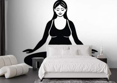 Pregnant Woman Doing Yoga Silhouette Vector Illustration Wall mural