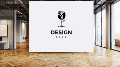 Vector logo design, flower and wine icon Wall mural