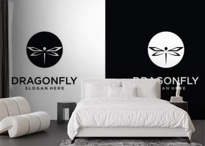 Simple dragonfly logo design with modern style| premium vector Wall mural