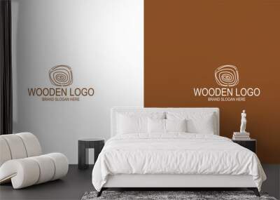 Wooden logo design with creative element premium vector Wall mural