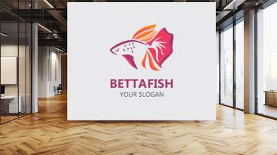 Betta fish modern logo style design vector image illustration Wall mural