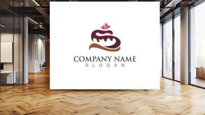 Cake and bakery sweet logo template design image concept bakery shop Wall mural